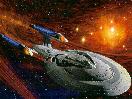 Enterprise E against beautiful background