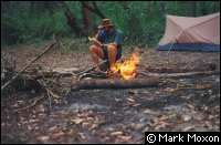 Mark drinking billy tea by Lake Benaroon