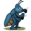 Graphic of a bug sticking its tongue out.