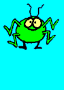 Animated graphic of a jumping bug.