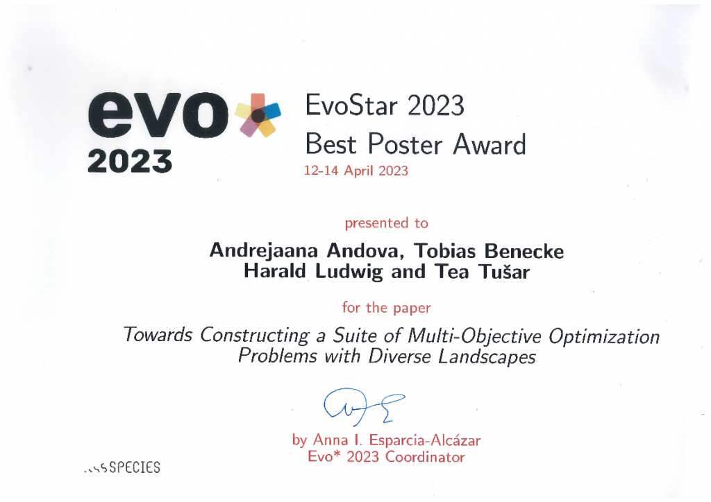 Best Poster Award at EvoStar 2023
