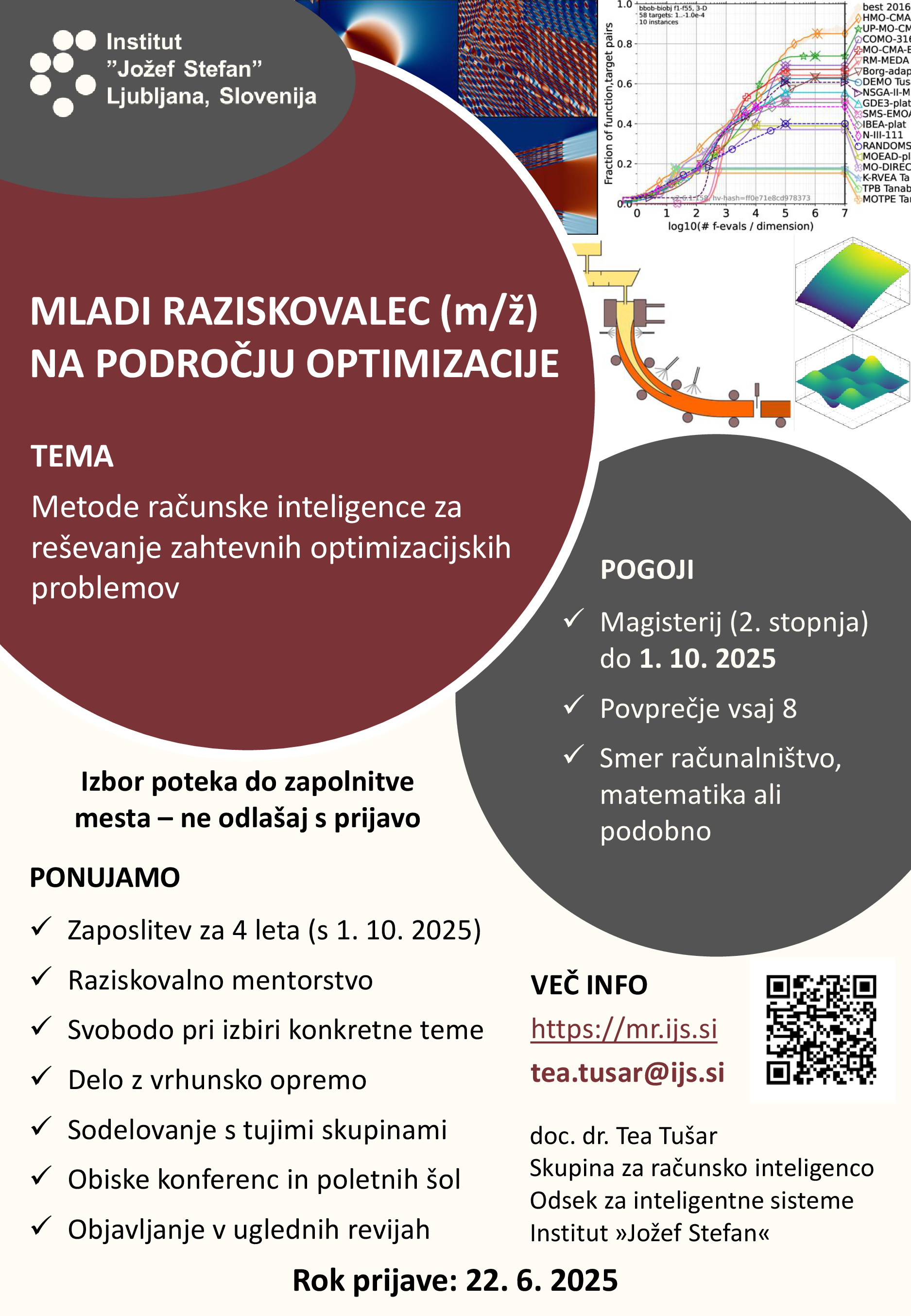 Mladi raziskovalec (m/ž) na področju optimizacije, prijave do 22. 6. 2025